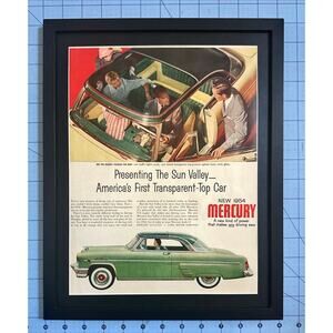 FRAMED Magazine Ad 1954 Mercury Sun Valley Americas First Transparent Top Car